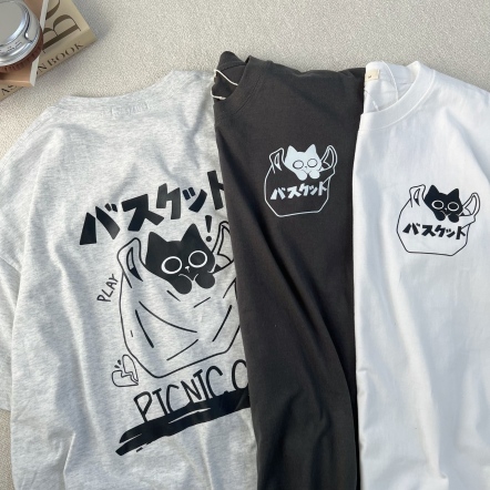 8566 Picnic Cat袋子貓短袖